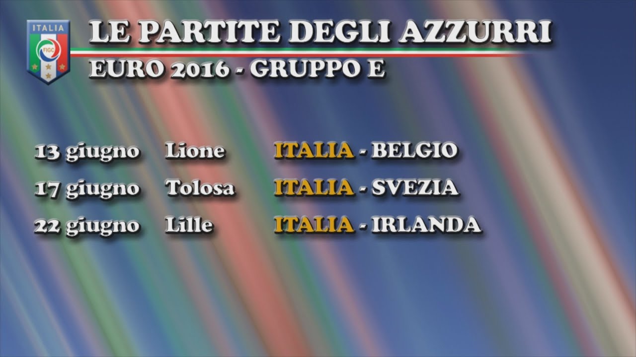 EURO 2016: l&#8217;Italia con Belgio, Irlanda e Svezia