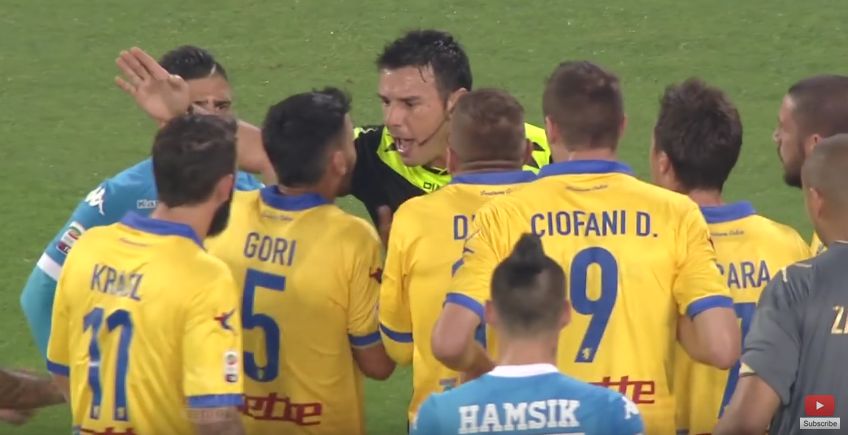Napoli Frosinone espulsione Gori