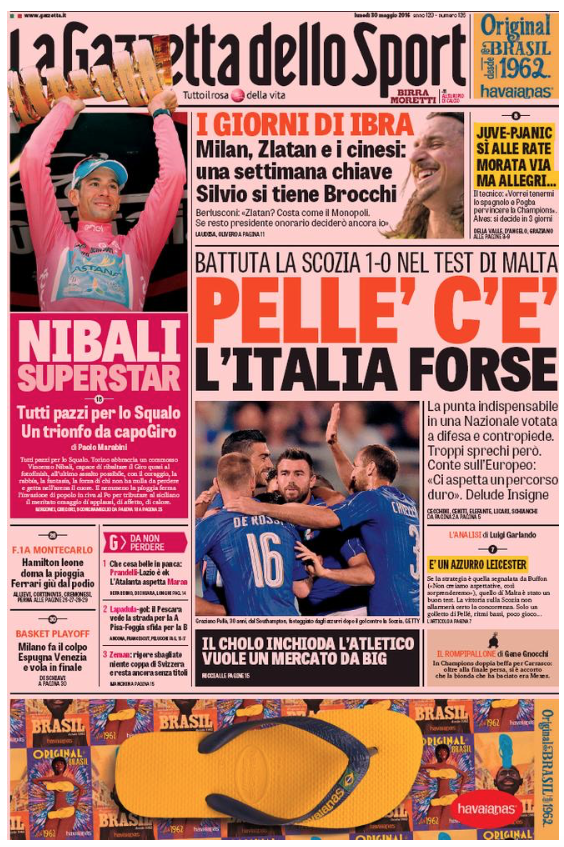 Rassegna stampa 30 maggio 2016: prime pagine Gazzetta, Corriere e Tuttosport