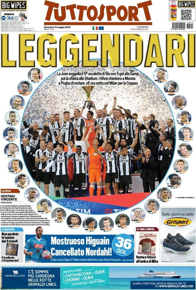 Rassegna stampa 15 maggio 2016: prime pagine Gazzetta, Corriere e Tuttosport