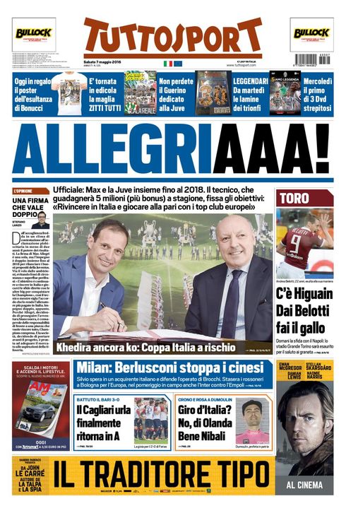 Rassegna stampa 7 maggio 2016: prime pagine Gazzetta, Corriere e Tuttosport