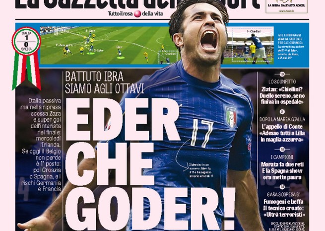 Rassegna stampa sabato 18 giugno 2016: prime pagine Gazzetta, Corriere e Tuttosport