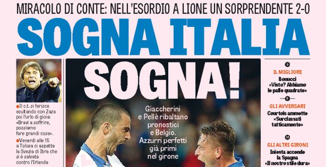 Rassegna stampa martedì 14 giugno 2016: prime pagine Gazzetta, Corriere e Tuttosport