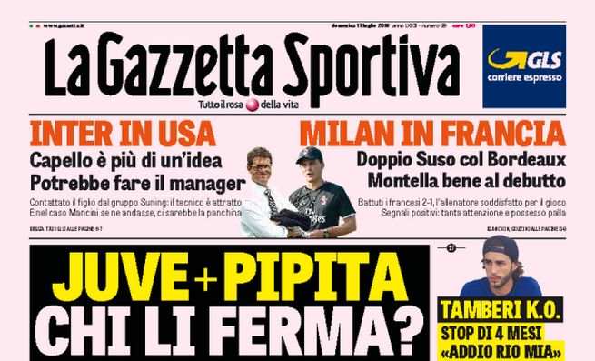 Rassegna stampa domenica 17 luglio 2016: prime pagine Gazzetta, Corriere e Tuttosport