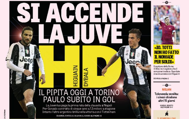 Rassegna stampa mercoledì 27 luglio 2016: prime pagine Gazzetta, Corriere e Tuttosport