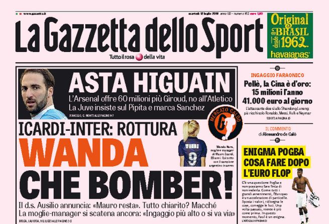 Rassegna stampa martedì 12 luglio 2016: prime pagine Gazzetta, Corriere e Tuttosport