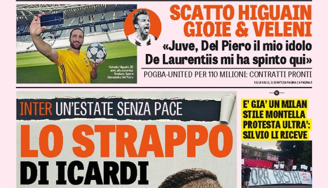 Rassegna stampa venerdì 29 luglio 2016: prime pagine Gazzetta, Corriere e Tuttosport