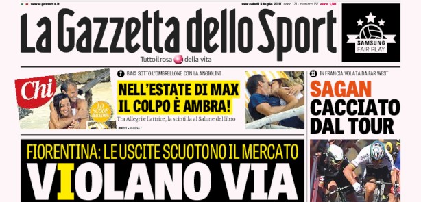 Rassegna stampa: prime pagine Gazzetta, Corriere e Tuttosport di mercoledì 5 luglio 2017