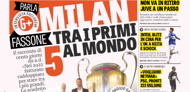 Rassegna stampa: prime pagine Gazzetta, Corriere e Tuttosport di venerdì 21 luglio 2017