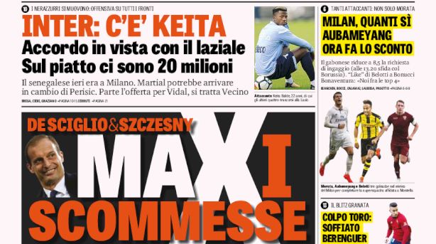 Rassegna stampa: prime pagine Gazzetta, Corriere e Tuttosport di martedì 18 luglio 2017