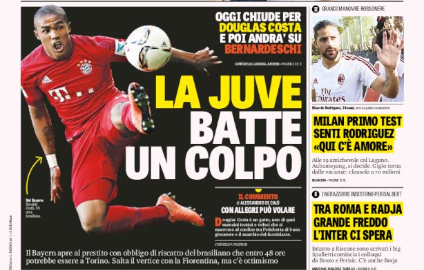 Rassegna stampa: prime pagine Gazzetta, Corriere e Tuttosport di martedì 11 luglio 2017