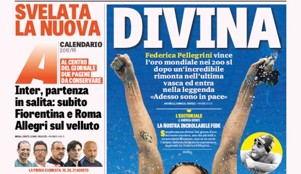 Rassegna stampa: prime pagine Gazzetta, Corriere e Tuttosport di giovedì 27 luglio 2017