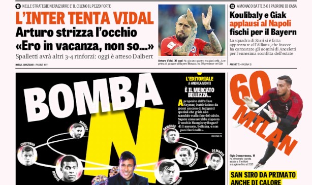 Rassegna stampa: prime pagine Gazzetta, Corriere e Tuttosport di giovedì 3 agosto 2017