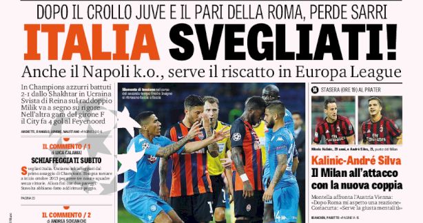 Rassegna stampa: prime pagine Gazzetta, Corriere e Tuttosport di giovedì 14 settembre 2017