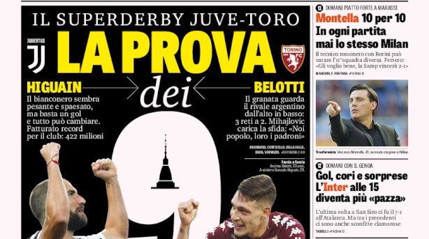 Rassegna stampa: prime pagine Gazzetta, Corriere e Tuttosport di sabato 23 settembre 2017