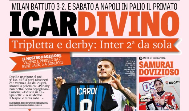 Rassegna stampa: prime pagine Gazzetta, Corriere e Tuttosport di lunedì 16 ottobre 2017