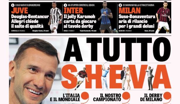 Rassegna stampa: prime pagine Gazzetta, Corriere e Tuttosport di mercoledì 4 ottobre 2017