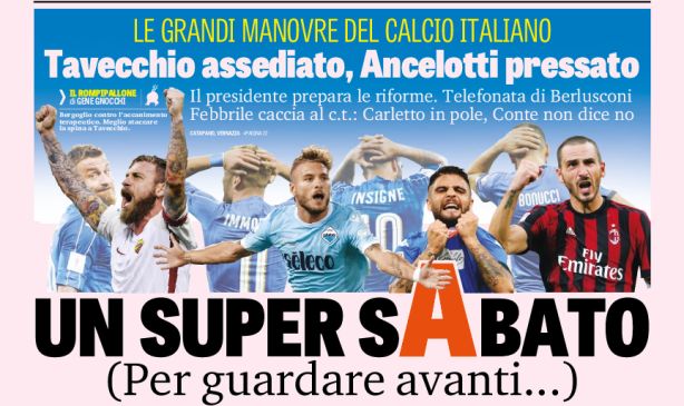 Rassegna stampa: prime pagine Gazzetta, Corriere e Tuttosport di sabato 18 novembre 2017