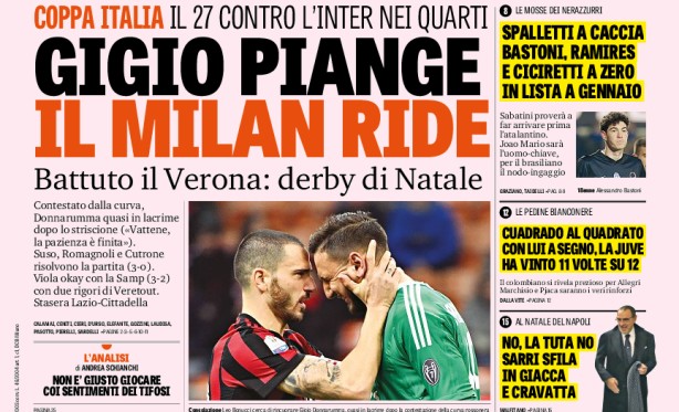 Rassegna stampa: prime pagine Gazzetta, Corsport e Tuttosport di giovedì 14 dicembre 2017