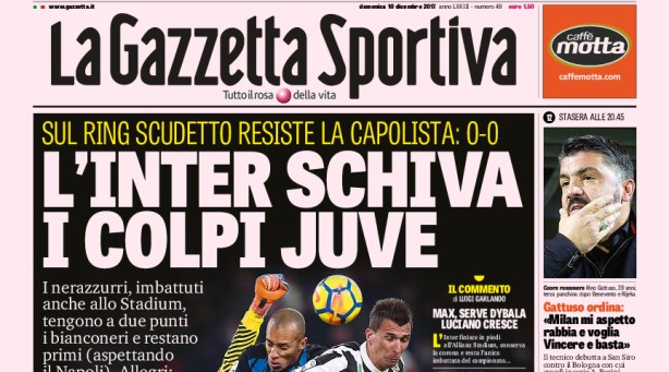 Rassegna stampa: prime pagine Gazzetta, Corsport e Tuttosport di domenica 10 dicembre 2017