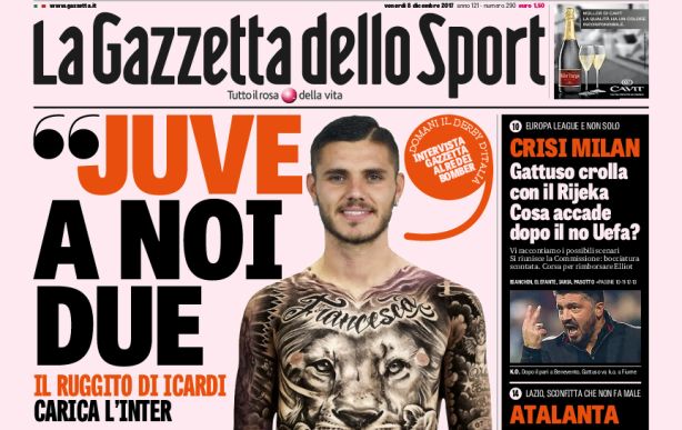 Rassegna stampa: prime pagine Gazzetta, Corsport e Tuttosport di venerdì 8 dicembre 2017