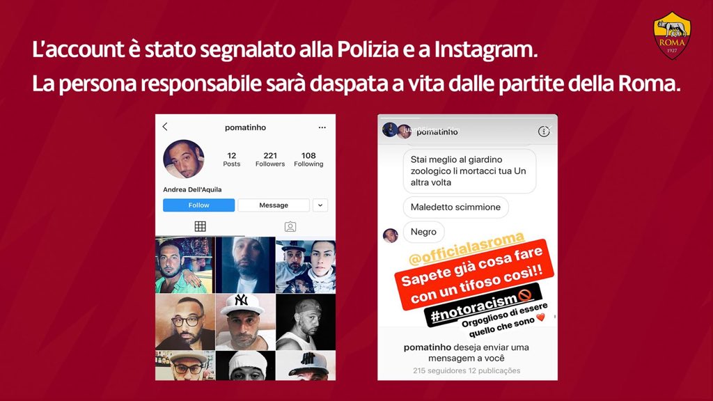 Insulti razzisti a Juan Jesus via Instagram: 3 anni di Daspo a tifoso della Roma