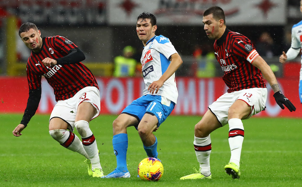 Milan-Napoli 1-1, i gol di Lozano e Bonaventura