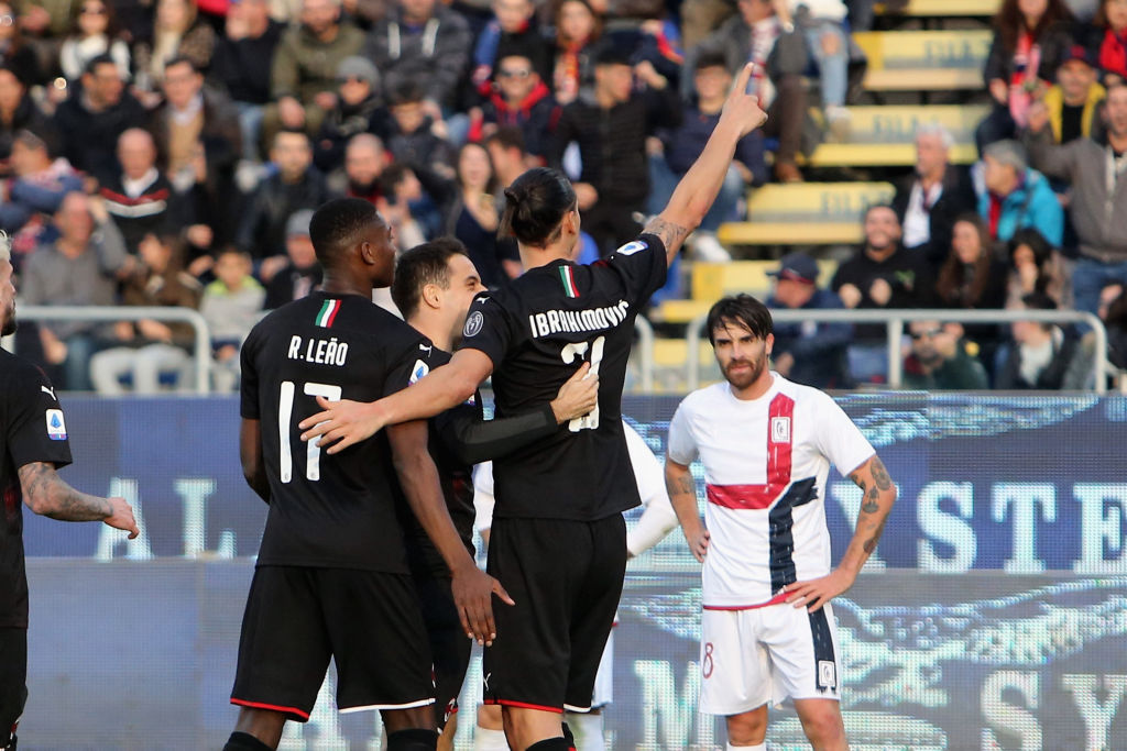 Cagliari-Milan 0-2: torna al gol Ibrahimovic