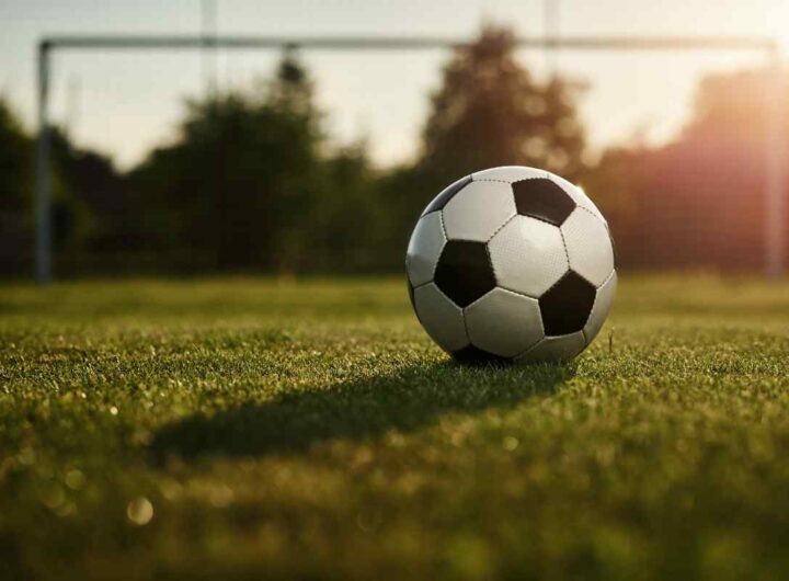 Pallone da calcio sul campo in erba