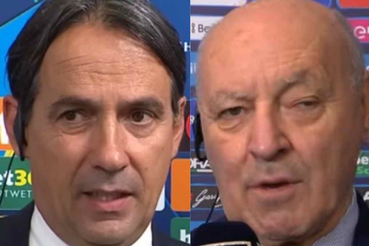 Simone Inzaghi e Beppe Marotta in primo piano
