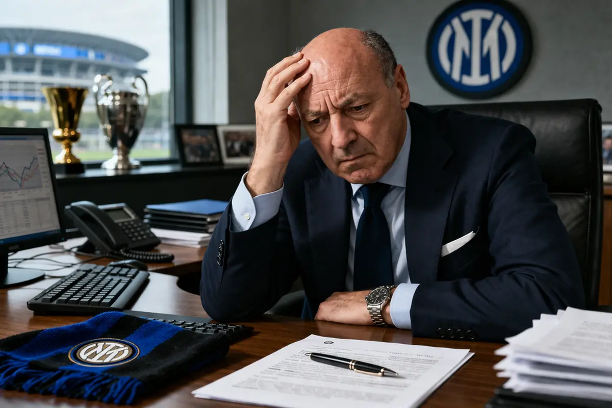 Marotta preoccupato nel suo ufficio all'Inter