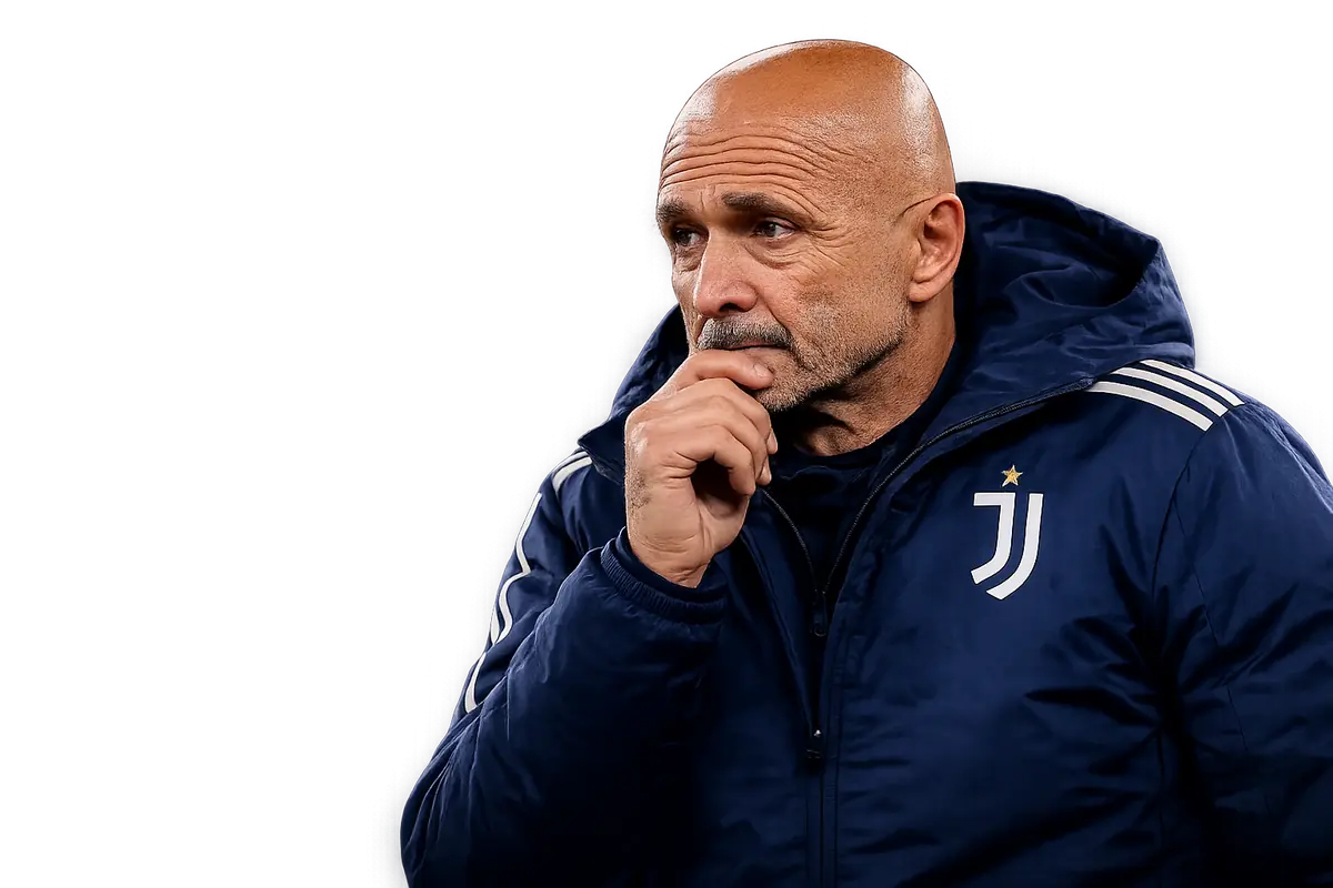 Spalletti che osserva con la mano sul mento