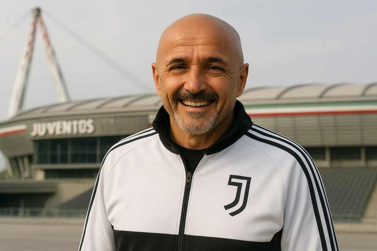 Spalletti sorridente davanti allo Juventus Stadium