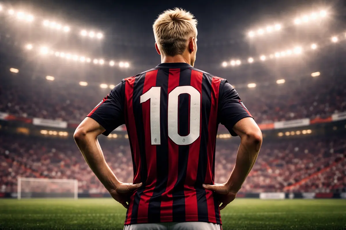 Un giocatore di spalle con la maglia numero 10 del Milan